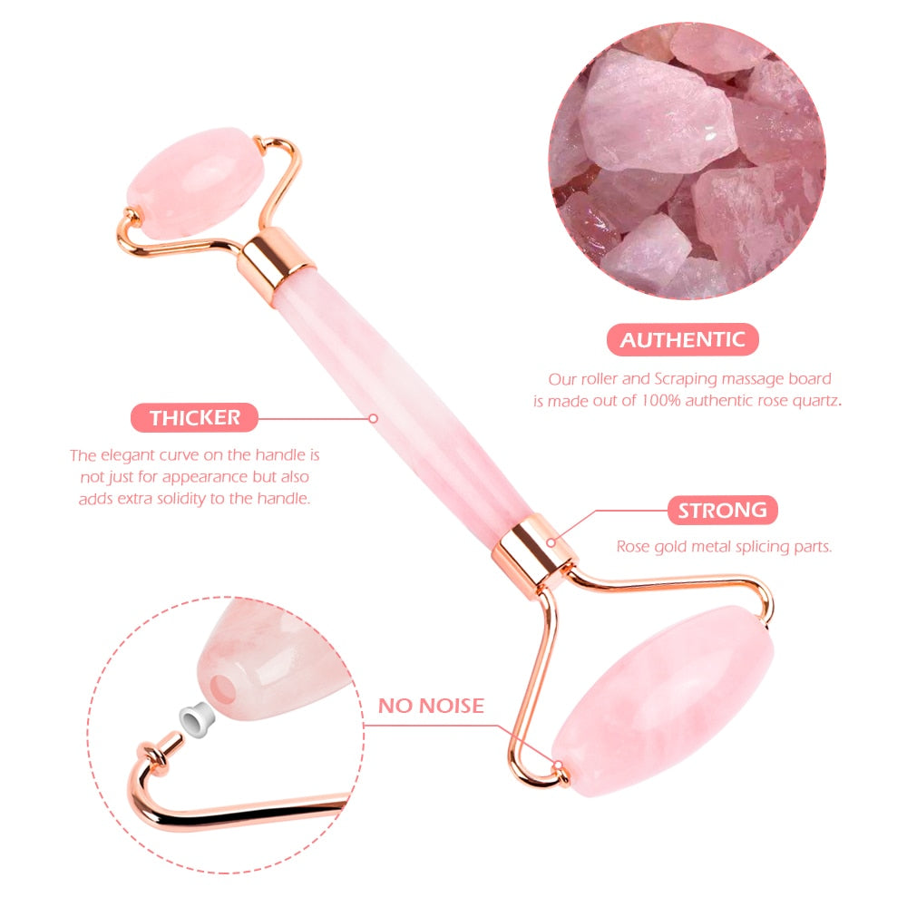 Rose Quartz Jade Roller and Gua Sha