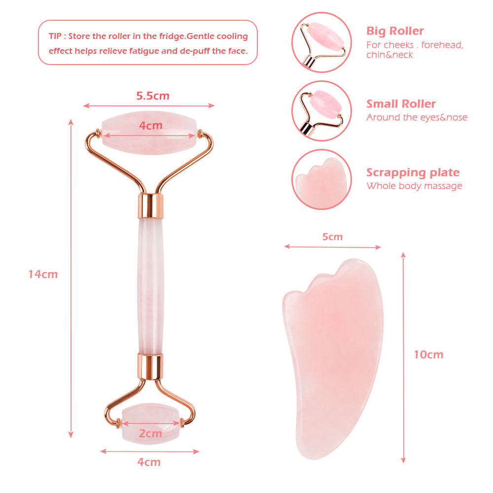 Rose Quartz Jade Roller and Gua Sha