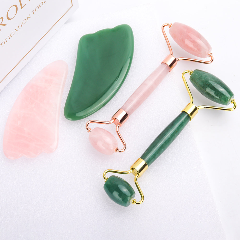 Rose Quartz Jade Roller and Gua Sha